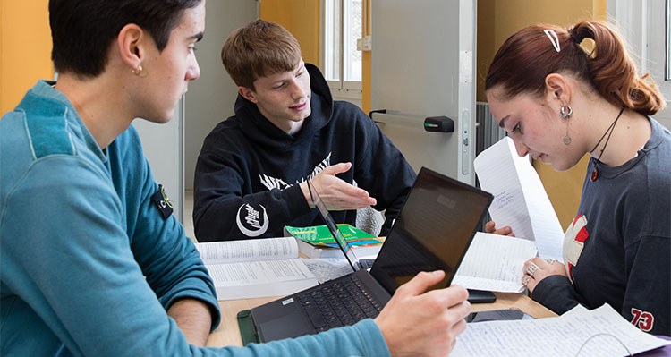 Photos of  students during a study session.